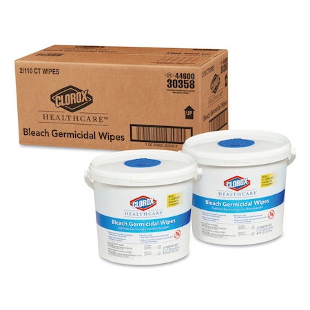 Clorox Healthcare Wipes, White, Canister, Non-Woven Fiber, Hospitals; Nursing Homes; Medical Facilities, Unscented CLO 30358